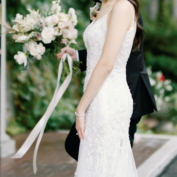 Wedding Bridal Dress Sweetheart Deep V Train - Picture 5 of 11